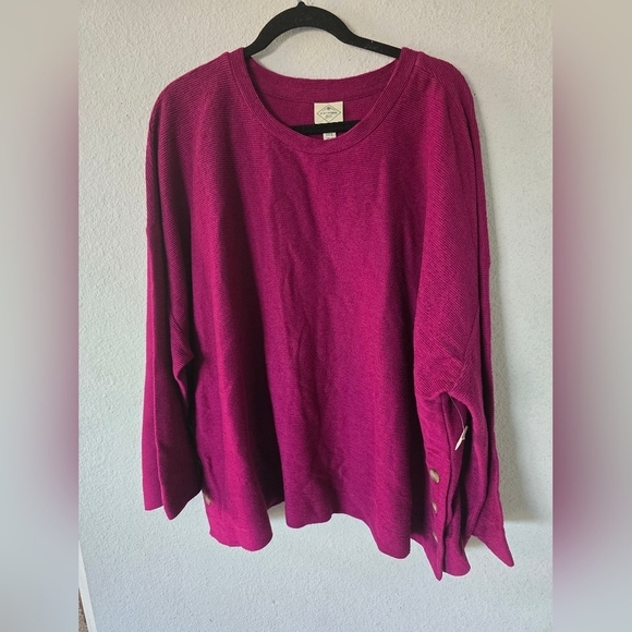 St John Bay Sweater Women 2X Plus Red Side Buttons Knit Long Sleeve N… - Picture 3 of 15